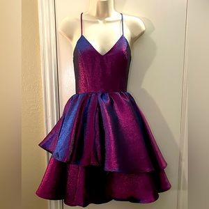 Iridescent purple and blue party dress